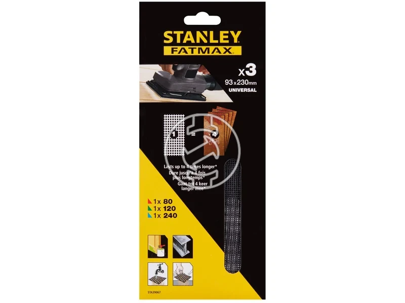 Kép: Stanley csiszolohalo keszlet 93 x 230 mm 3 db P80 P120 P240_1.webp