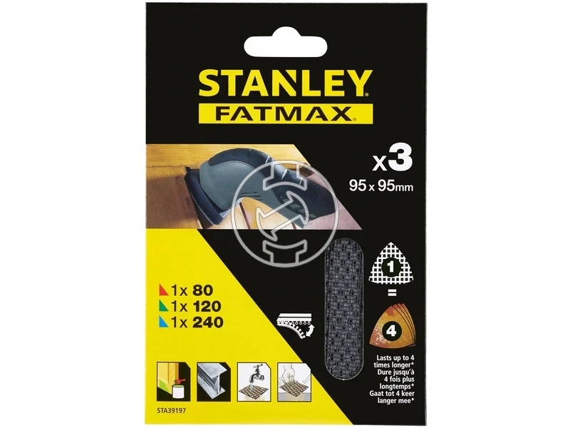 Kép: Stanley csiszolohalo keszlet 93 x 93 mm 3 db P80 P120 P240_1.webp