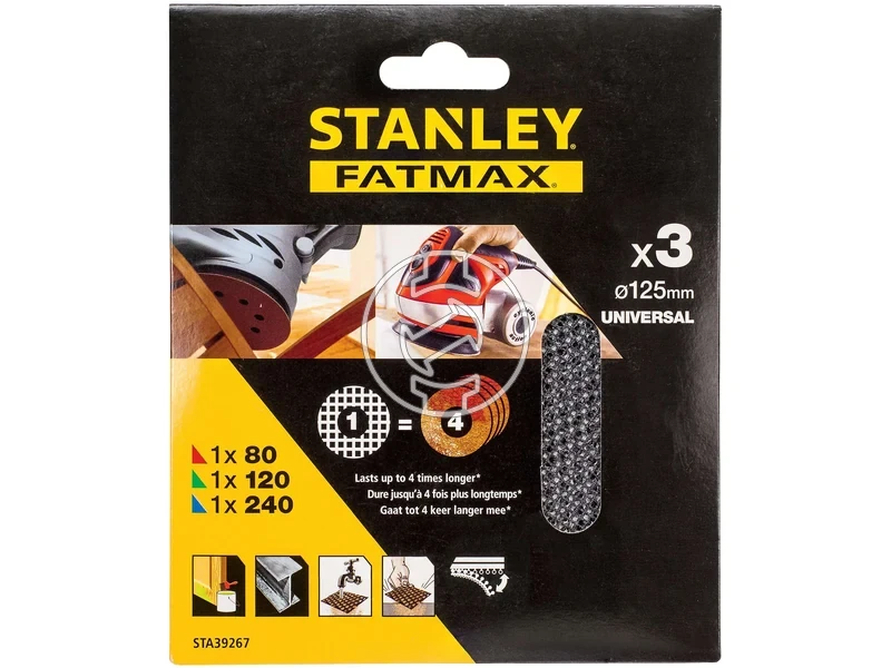Kép: Stanley excenter csiszolohalo keszlet 125 mm 3 db P80 P120 P240_2.webp