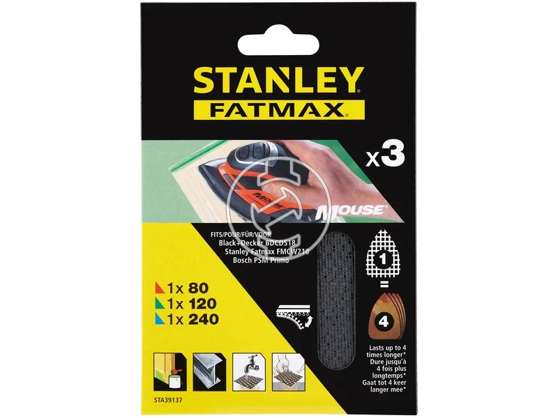 Kép: Stanley mouse csiszolohalo keszlet 135 x 95 mm 3 db P80 P120 P240_1.webp