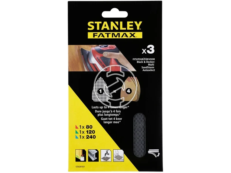 Kép: Stanley multicsiszolo csiszolohalo keszlet 115 x 280 mm 3 db P80 P120 P240_1.webp