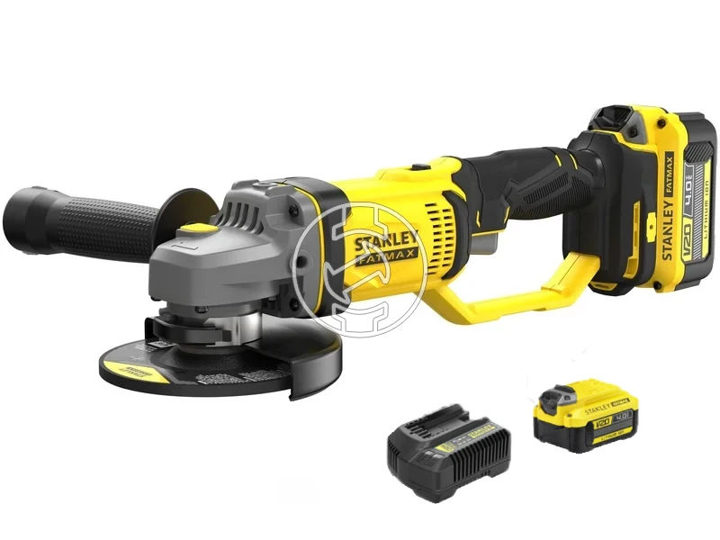 Stanley SFMCG400M2K akkus sarokcsiszoló 18 v | 125 mm | 9000 rpm | Szénkefés | 2 x 4 Ah akku + töltő | Kartondobozban