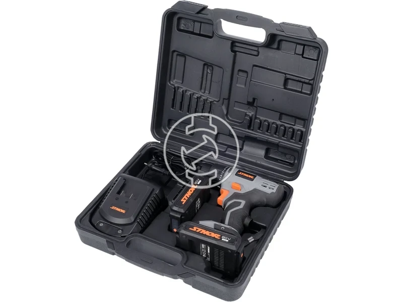 Kép: Sthor 78082 akkus furocsavarozo tokmanyos 20 V 26 Nm 2 x 2 Ah akku tolto.webp