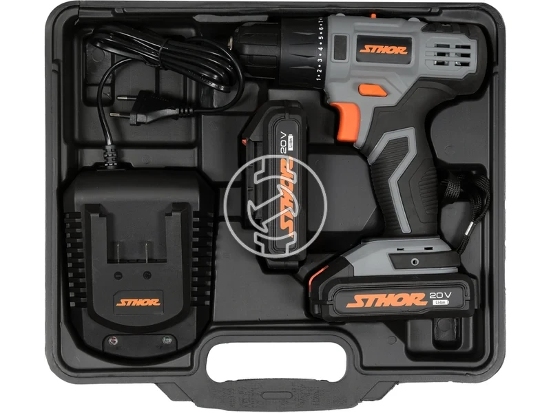 Kép: Sthor 78082 akkus furocsavarozo tokmanyos 20 V 26 Nm 2 x 2 Ah akku tolto.webp