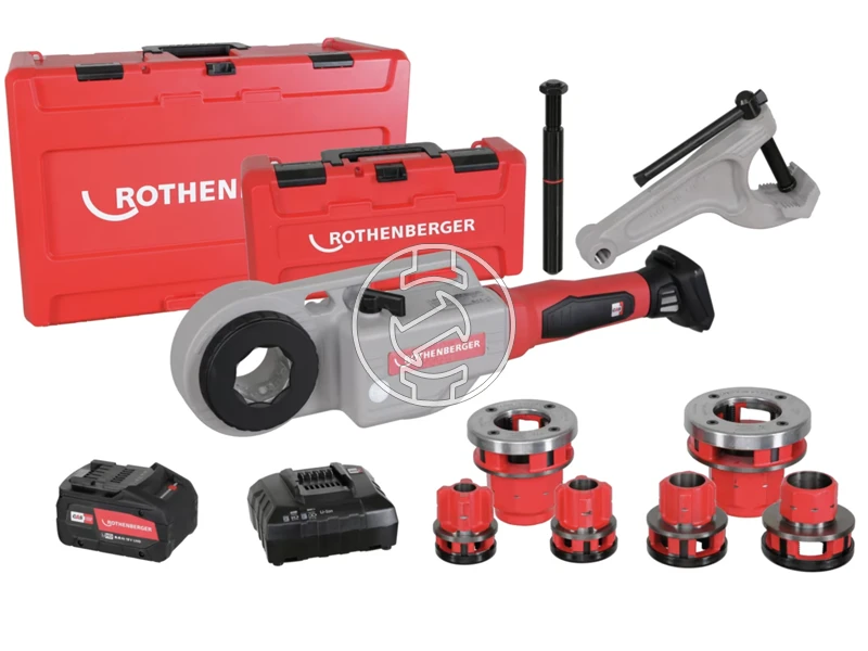 Rothenberger SUPERTRONIC 2000 E akkus menetvágó 1x4Ah set BSPT R 1/2–3/4–1–1.1/4–1.1/2–2 AMP