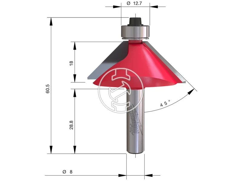 Kép: Szogmaro 45 S8 csapaggyal 2 elur 45605 mm-1 db.webp