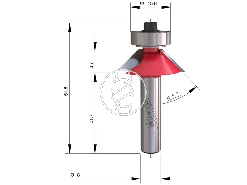 Kép: Szogmaro 45 S8 csapaggyal 2 elur Trim 27515 mm-1 db.webp