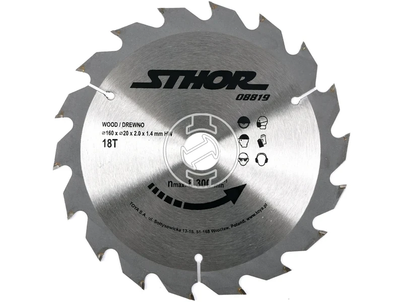 Kép: TCT kemenyfemlapkas korfureszlap fahoz 160 mm 18 fog 20 mm furat.webp