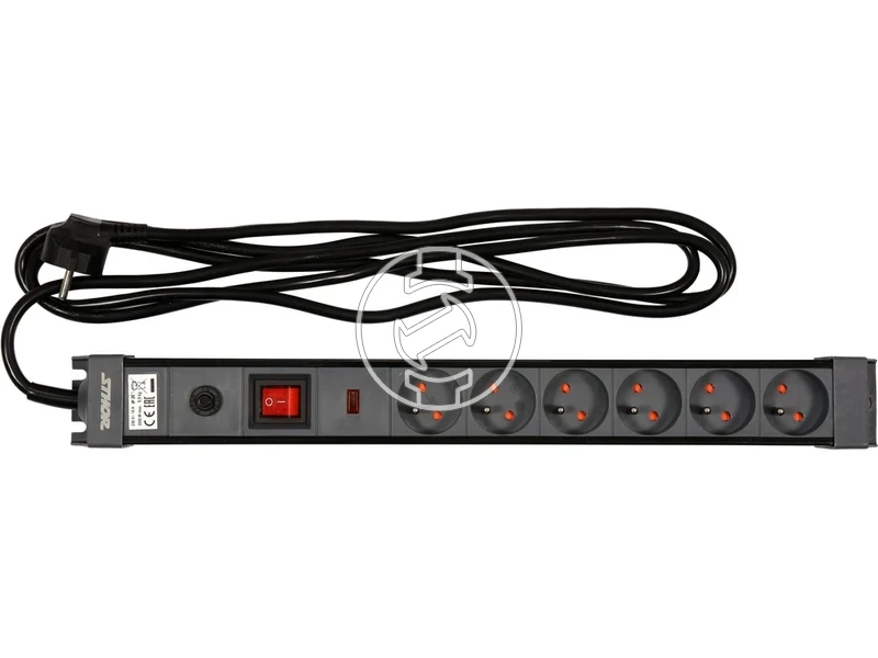 Kép: Tulfeszultseg-vedett foldelt hosszabbito eloszto 6 aljzatos 3 m kabel.webp