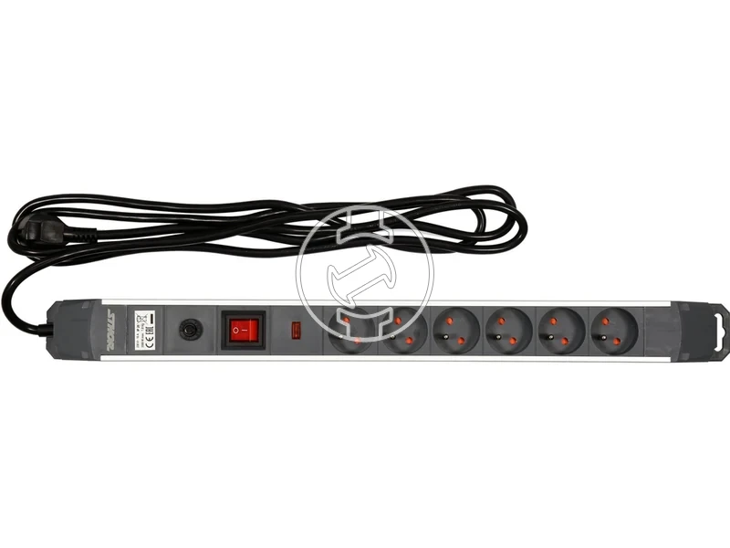 Kép: Tulfeszultsegvedett vedoerintkezos hosszabbito eloszto 6 aljzat 3 m kabel aluminium haz.webp