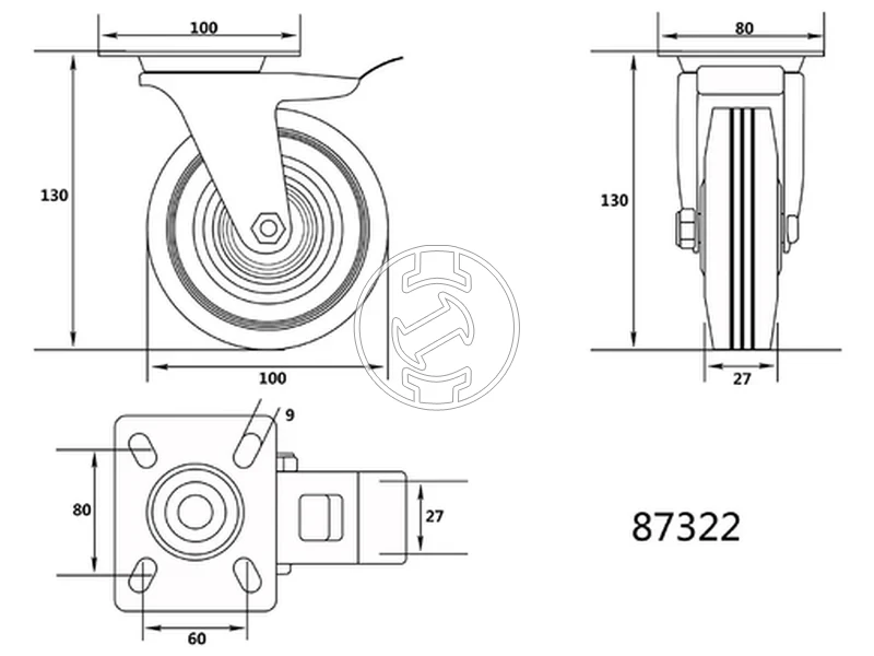 Kép: Vorel ipari kerek 100 mm 60 kg_1.webp