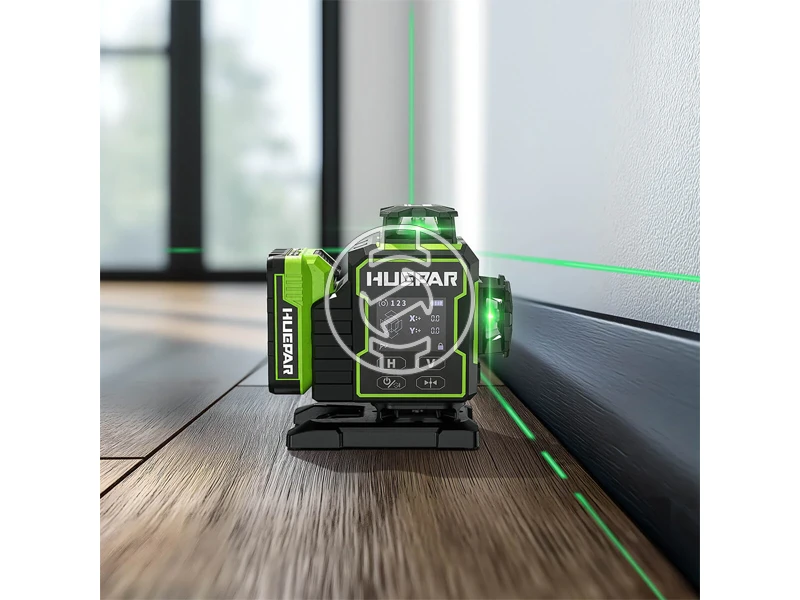 Huepar W04CG Zöld vonallézer Hatósugár: 0 - 40 m