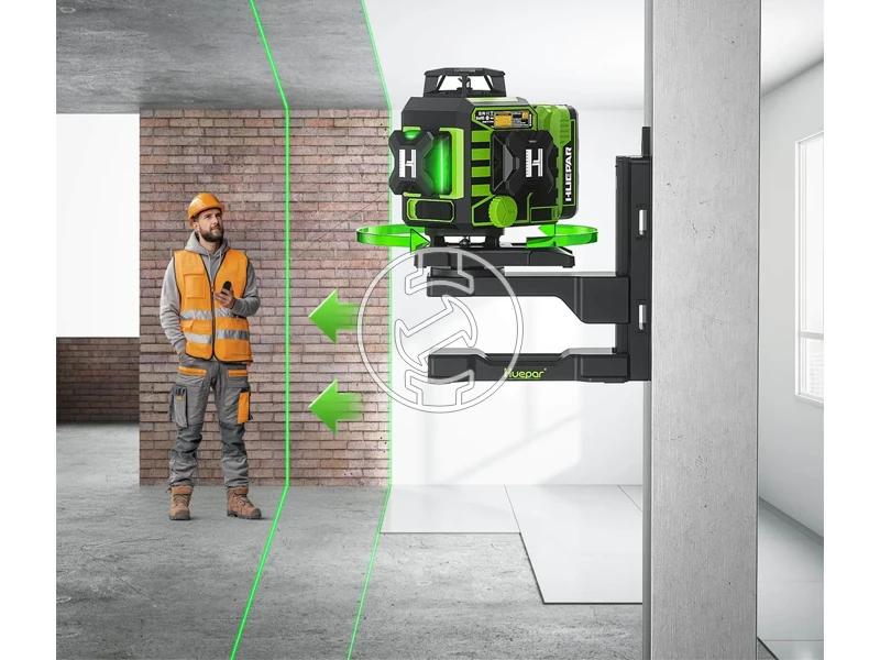 Huepar W04CG Zöld vonallézer Hatósugár: 0 - 40 m