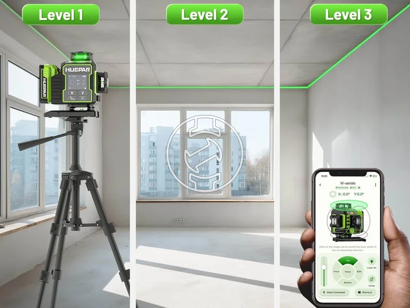 Huepar W04CG Zöld vonallézer Hatósugár: 0 - 40 m