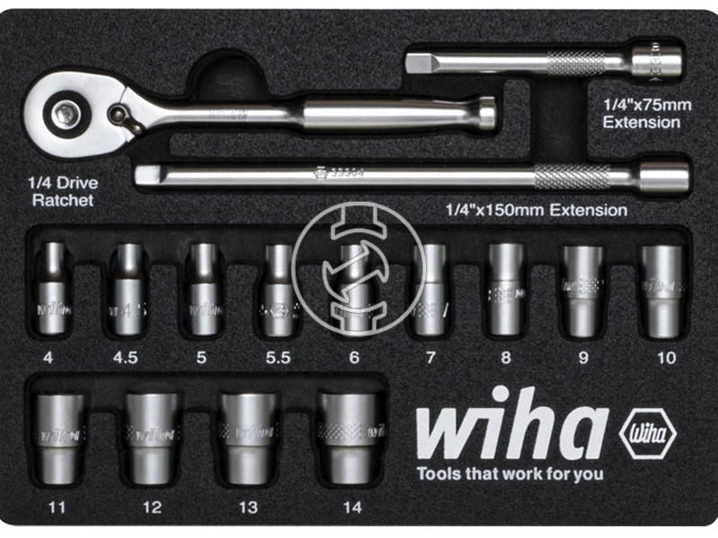 Wiha 333-91 Socket Set 17 pcs Metric 1/4 Drive dugókulcs készlet