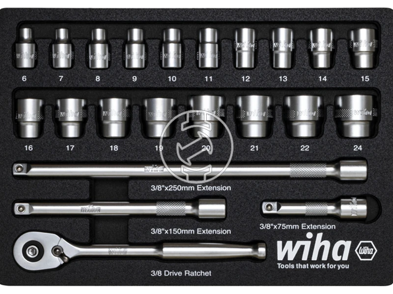 Wiha 337-91 Socket Set 23 pcs Metric 3/8 Drive dugókulcs készlet