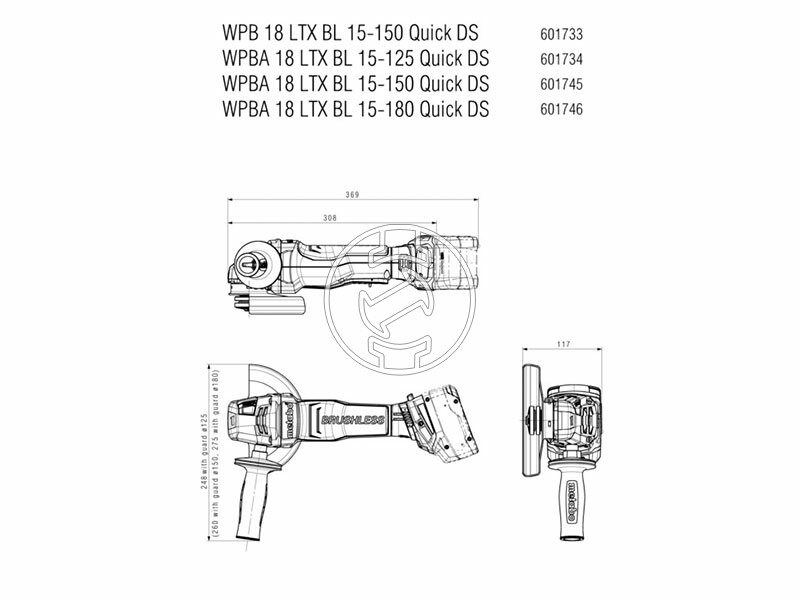 WPBA 18 LTX BL 15-180 Q DS * Akku-WS 00