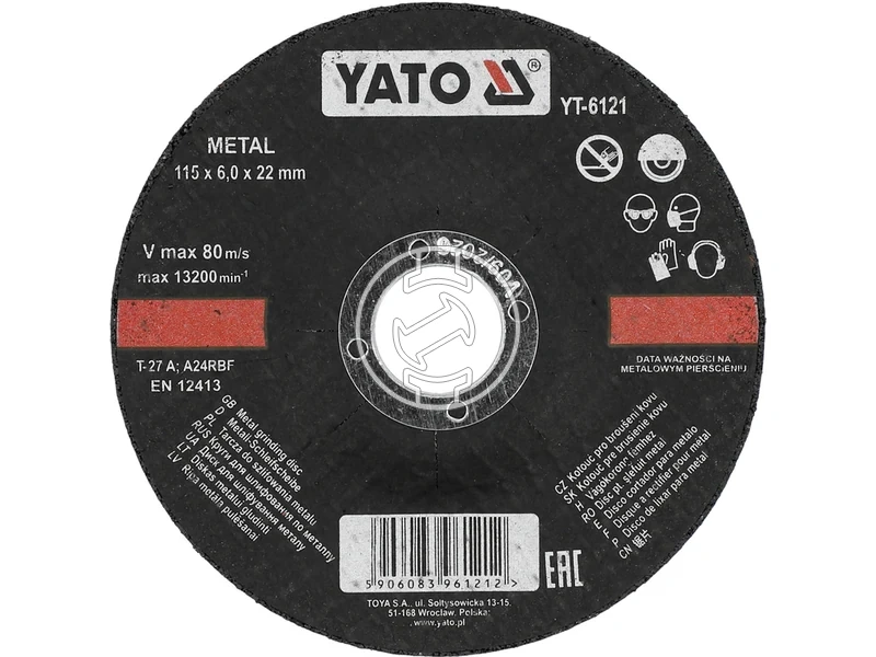 Kép: Yato csiszolokorong 115x60x22 mm fem.webp