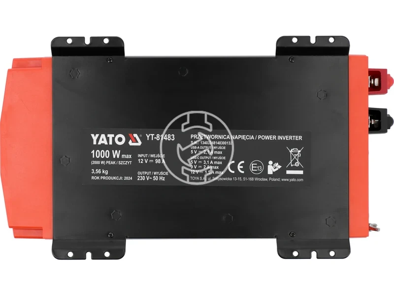 Kép: YATO Inverter 12 V 230 V max 1000 W.webp
