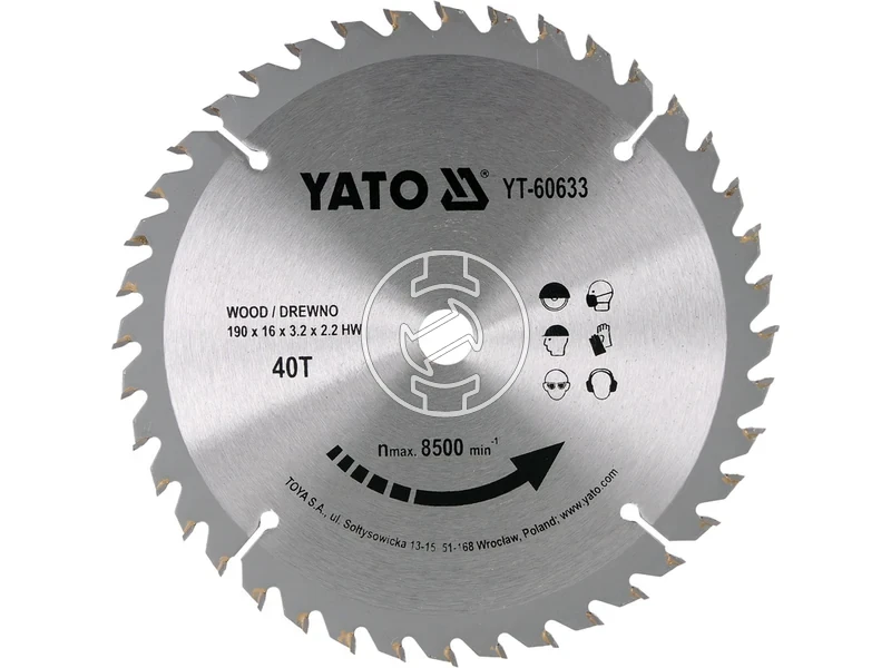 Kép: Yato korfureszlap 190x16 mm 40T fahoz.webp