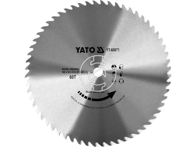 Kép: Yato korfureszlap 500x32 mm 60T fahoz.webp