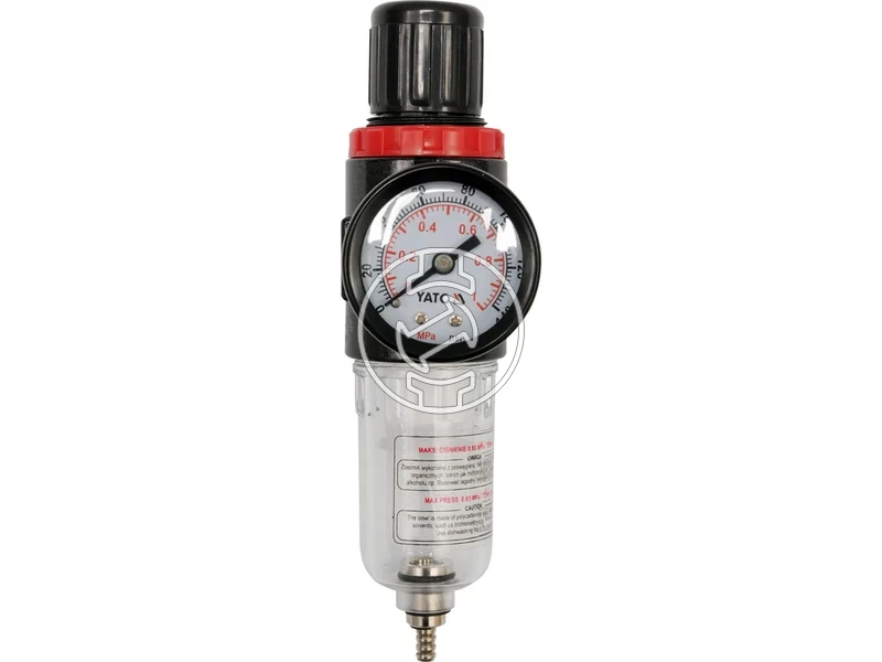 Kép: Yato levegos nyomasszabalyzo manometerrel es szurovel.webp
