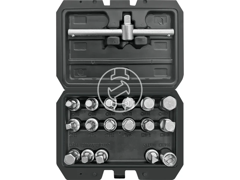 Kép: YATO Olajleereszto kulcs keszlet 18 reszes 516 -38 8 mm10 mm 7-14 mm 10 mm 8-17 mm 38 C.webp