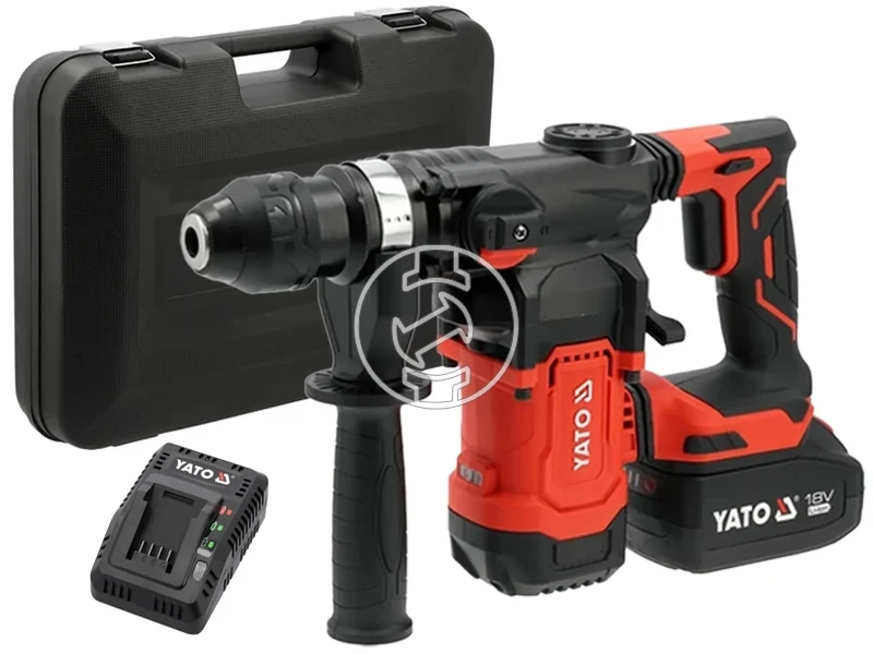 Kép: Yato YT-827740 akkus furo-vesokalapacs 18 V 38 J Betonban 28 mm 3.5 kg Szenkefementes 1 x 4 Ah akku tolto Kofferben_0.webp