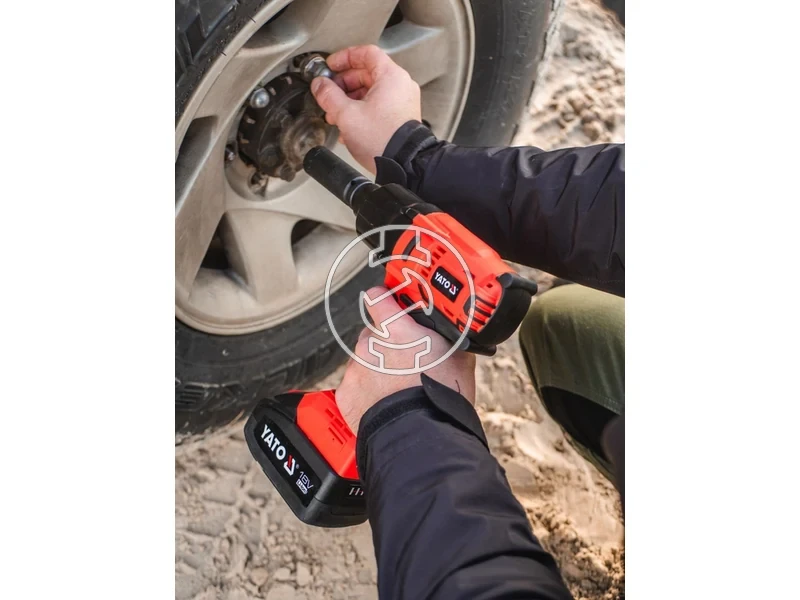 Kép: Yato YT-82806 masina de insurubat cu impact pe acumulator 18 V 12 inch 700 Nm 3 Ah acumulator incarcator.webp