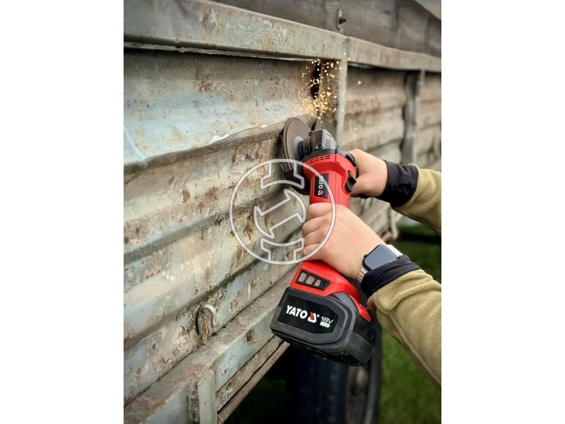 Kép: Yato YT-828294 polizor drept cu acumulator 18 V 125 mm 4 Ah acumulator incarcator.webp