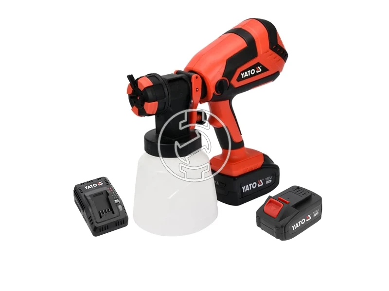 Yato YT-82765 akkus festékszóró 18 V | 1 l/perc | Tartály: 1000 ml | Akku és töltővel | Kartondobozban