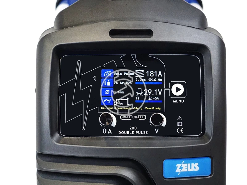 Panelectrode Zeus 200 Double Pulse fogyóelektródás védőgázas inverteres hegesztő +MB24KD 3 m